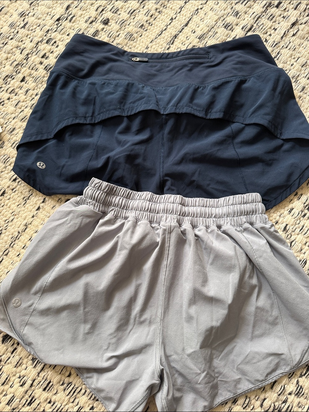 lululemon Navy and Light Gray Womenโs Athletic Shorts Duo